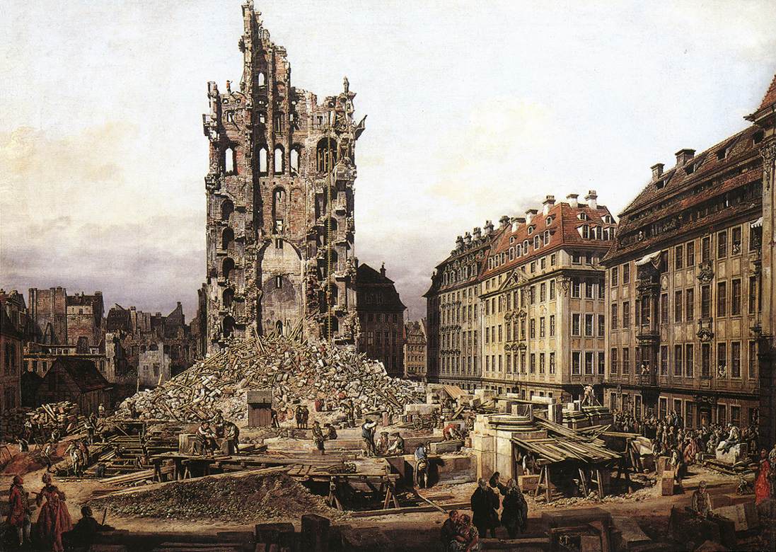 BELLOTTO, Bernardo The Ruins of the Old Kreuzkirche in Dresden gfh